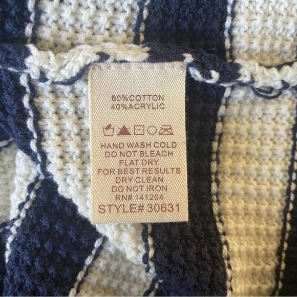 HEM & Thread Navy, White, and Gold Stripe Crochet Knit Tank Top | Size Medium - Picture 14 of 14